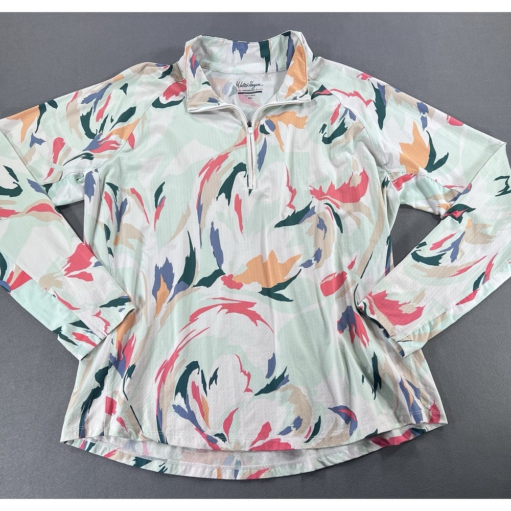 Walter Hagen XXL Performance II Women's Floral Long Sleeve Golf Polo SPF 50 Cool